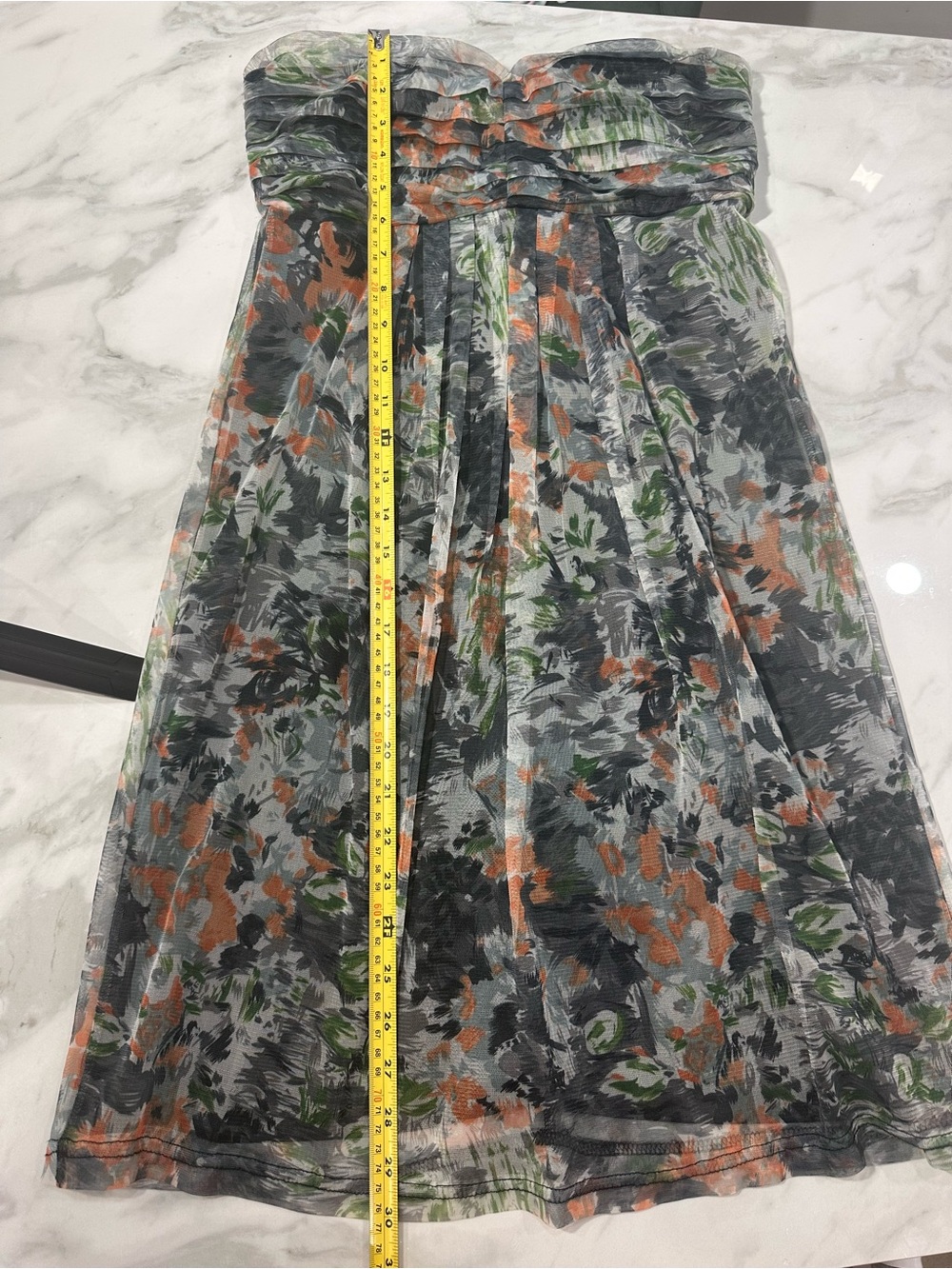 RIPE Strapless Floral Dress Gray Orange Green Mesh Whimsigoth Wedding Sz Medium - Picture 9 of 9
